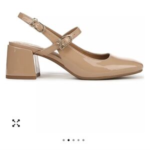 Grace Patent Nude Slingback Block Heel Pumps.Wear Only For 2 Hours